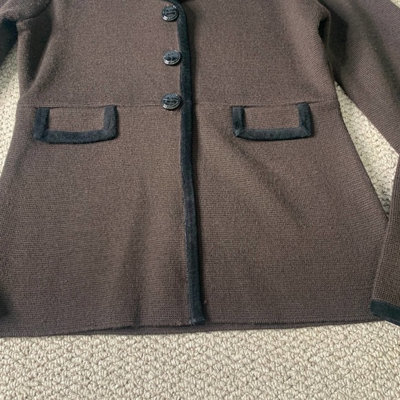 Easel Womens Blazer Sweater Small Brown Merino Wool Blend Cardigan Faux Pockets - Picture 5 of 11